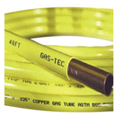 Gastec polyethylene refrigerant tubing stands up to hostile envrionments better than bare copper - cited & discussed at InspectApedia.com Gas-Tec tubing
