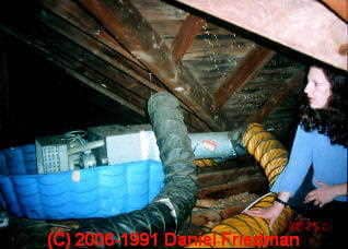 Photograph of  this unusual attic air conditioning system is an example of
the range of human creativity observed during a career of building inspections