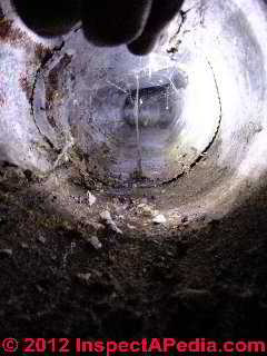 Water and rodents in air duct © D Friedman at InspectApedia.com 