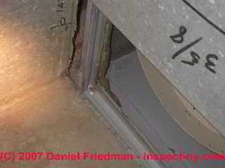 Photograph of surprise leak in basement AHU also may draw flue gases from nearby gas fired equipment