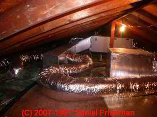 Photo of snaky fiberglass covered flex duct (C) Daniel Friedman