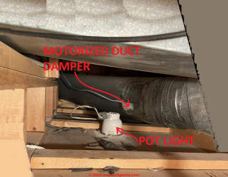 Motorized duct damper may be stuck closed (C) InspectApedia.com Jim
