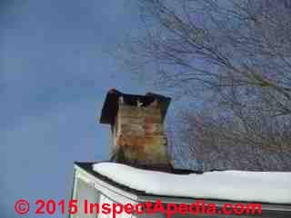 Hole in home-made metal rain cap on a brick chimney (C) Daniel Friedman