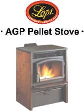 Lopi AGP Pellet Stove from Travis Industries at InspectApedia.com
