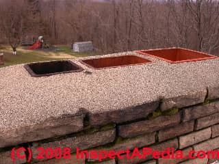 Inadequate separation between flues in a masonry chimney (C) Daniel Friedman