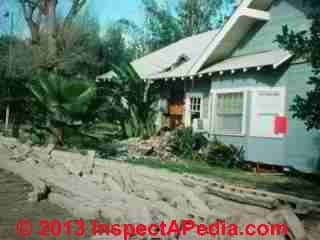 Chimney collapse and chimney damage from the Northridge California earthquake (C) Daniel Friedman