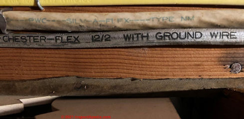 Chester-FLEX 12/2 with round fabric insulated electrical wire ca 1955 (C) InspectApedia.com Josh