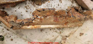 Asbestos used in antique electrical conduit (C) InspectApedia.com Kim