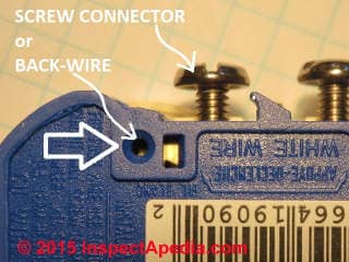 Push-in connection opening on the back of an electrical receptacle (C) Daniel Friedman