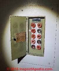 Columbia Safe-T-Cirkits fuse panel in a New York home (C) Daniel Friedman at InspectApedia.com