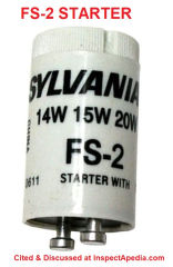 Sylvania-FS-2-Fluorescent-bulb-starter at InspectApedia.com