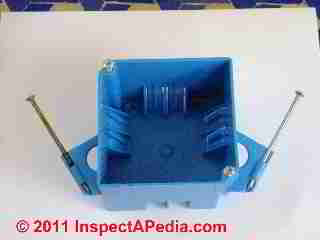 Plastic electrical box © D Friedman at InspectApedia.com 