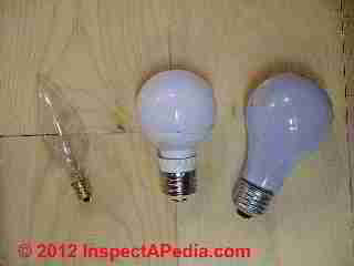 3 Bulb Types © D Friedman at InspectApedia.com 