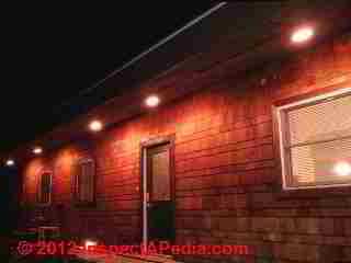 Roof soffit light spacing © D Friedman at InspectApedia.com 