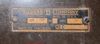 Square D Dallas Texas data tag Serial No. C 480498
