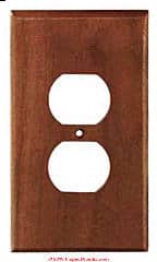 Wood electrical receptacle faceplate (C) InspectApedia.com