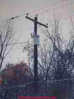 Electrical power transformer on a utility pole in the U.S. (C) Daniel Friedman