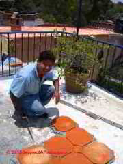 Clay tile floor installation outdoors, San Miguel de Allende © Daniel Friedman