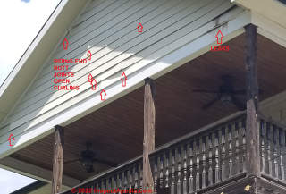 Buckled fiber cement siding on an East Tennessee home (C) InspectApedia.com  Neufville