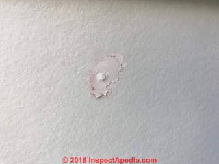 Exposed nail in Hardi-Board board and batten siding (C) Inspectapedia.com Evan