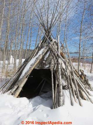 Rough birch bark tipi type structure, High Falls MN (C) Daniel Friedman