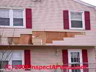 Vinyl siding blow off New Jersey © Daniel Friedman at InspectApedia.com