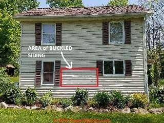 Area where buckled siding occurs on the home (C) Daniel Friedman