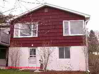 Brushed wood cedar shingle siding (C) Daniel Friedman at InspectApedia.com