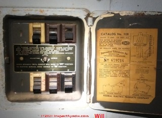 Federal Electric Panel (C) InspectApedia.com Will