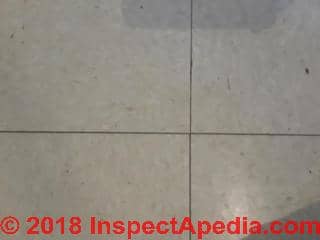 12 inch floor tiles may not contain asbestos (C) Inspectapedia.com Donita