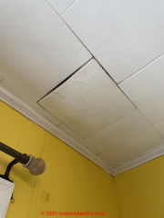 1970s Armstrong ceiling tiles thought not to contain asbestos (C) InspectApedia.com Courtney