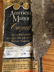 Amarican manor carpet identification data tag (C) InspectApedia.com Allison