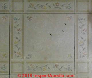 1968 or later Armstrong 9x9 floor tile with flower border (C) Inspectapedia.com Joe