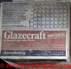 1985 Armstrong GlazeCraft flooring box data (C) InspectApedia.com DaleDuda