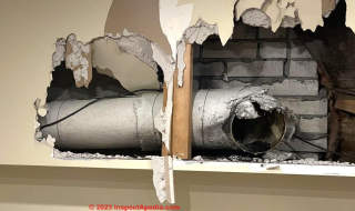 asbestos paper covered ductwork (C) InspectApedia.com Ayesha