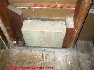 Asbestos paper on Heating Duct © D Friedman at InspectApedia.com 