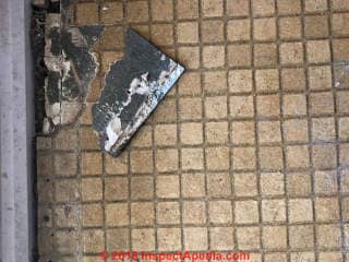 Asbestos suspect sheet flooring 1970s (C) InspectApedia.com Chris