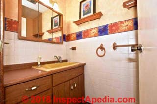 Bathroom asbestos materials ina  1972 home (C) InspectApedia.com anon