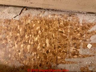 Cork pattern vinyl asbestos floor tile 1964 (C) InspectApedia.com Mitch