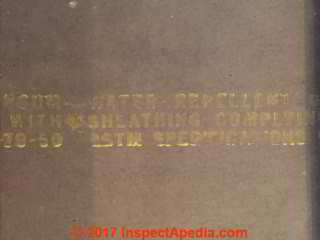 Drywall fromn 1969, marking identification, asbestos content (C) InspectApedia.comn