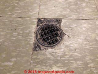 1970s floor tile probably contains asbestos (C) InspectApedia.com Joey