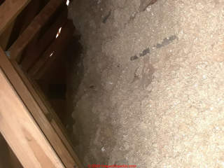 Cellulose insulation not asbestos (C) InspectApedia.com