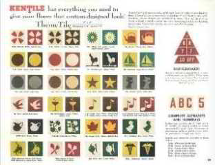 Kentile die cut theme tile illustration from a 1952 Catalog - InspectApedia.com