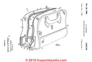 Rifkin fire-resistant enclosure (luggage) US Patent 3292748 (C) InspectgApedia.com