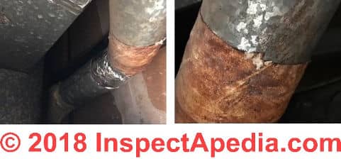 Rust-stained duct wrap may be asbestos (C) InspectApedia.com Bobby S