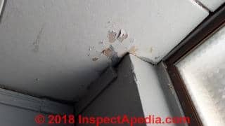 Old cellulose fiber ceiling tile - asbestos? (C) InspectApedia.com Daniel Mitchell