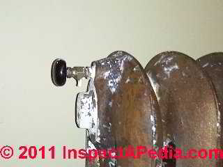 Radiator manual air bleeder valve © D Friedman at InspectApedia.com 