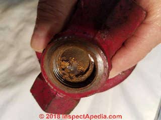 Clogged pressure reducer valve won't feed water to the boiler B&G B-8 (C) Daniel Friedman at InspectApedia.com
