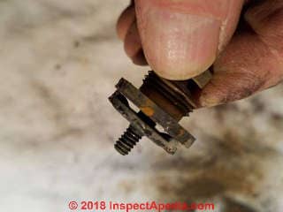 Pressure reducer valve internal parts dis-assembly (C) Daniel Friedman at Inspectapedia.com