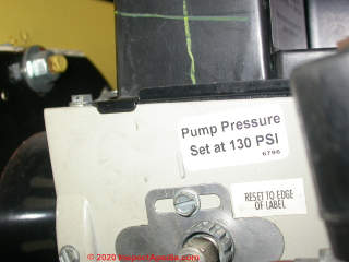Beckett oil burner specifying 130 psi pressure setting (C) Daniel Friedman at InspectApedia.com
